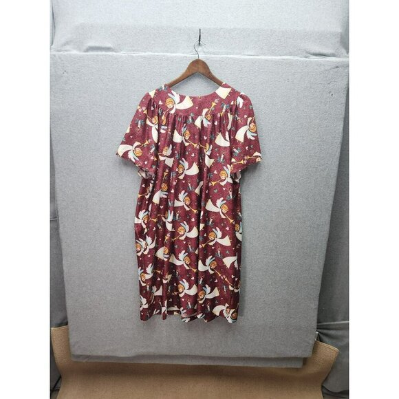 Anthony Richards Red Christmas Angel Print Dress 2X Short Sleeve Pullover 100% P - Picture 5 of 5
